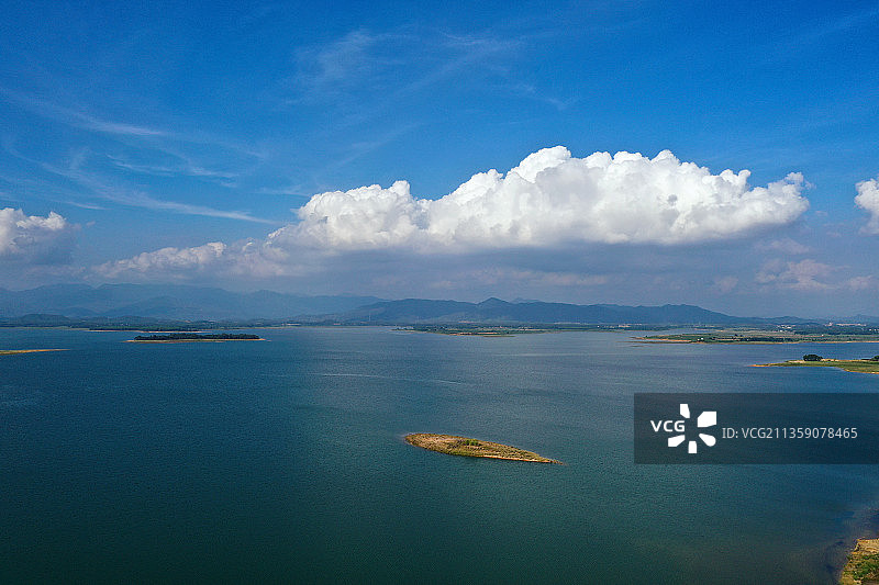 广东省汕尾市海丰县公平镇公平水库航拍图片素材