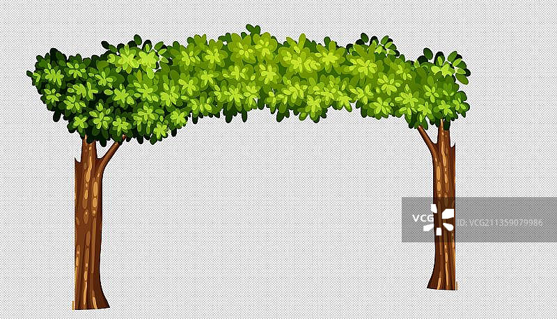 卡通树叶拱桥元素图片素材