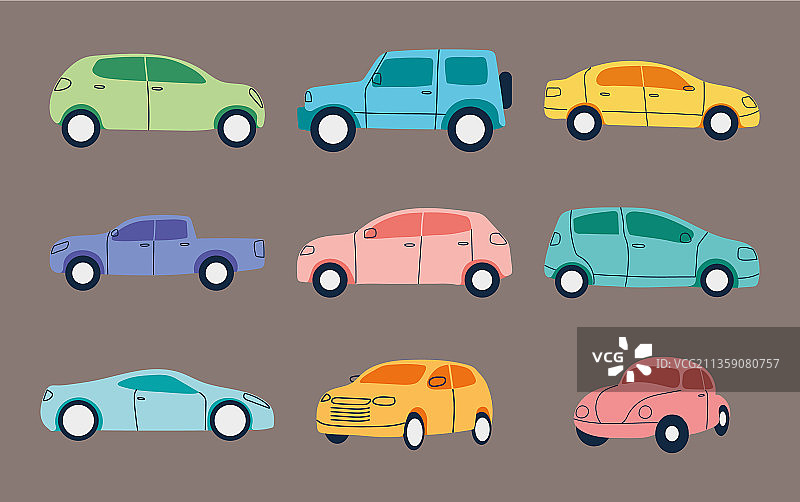 彩色汽车图标合集图片素材