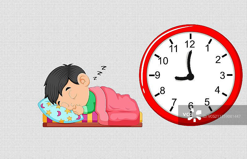 晚上九点准时睡觉的男孩图片素材
