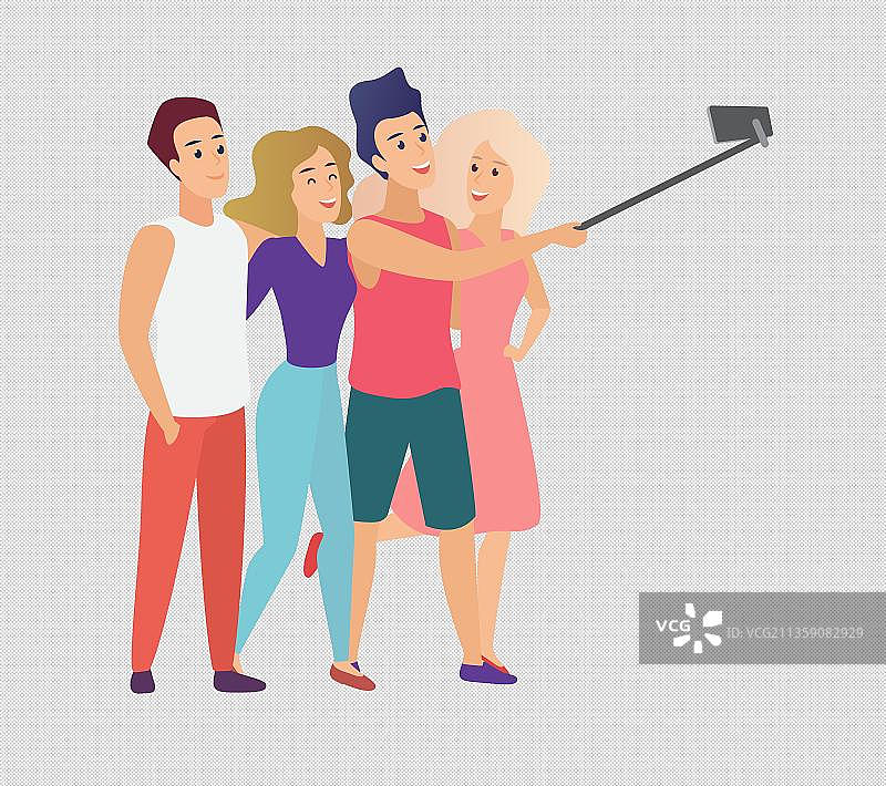 卡通自拍合照图片素材