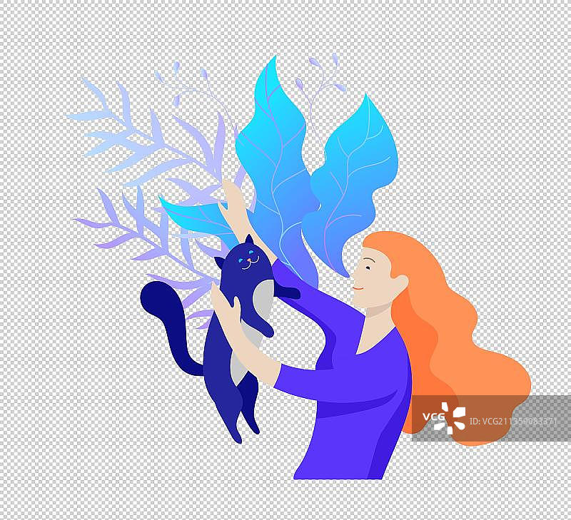 原创插画人与动物的温暖图片素材