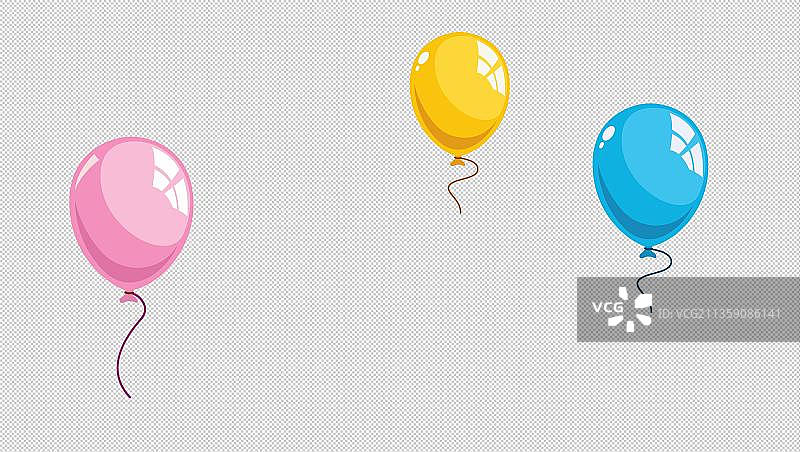 三色气球手绘图片素材
