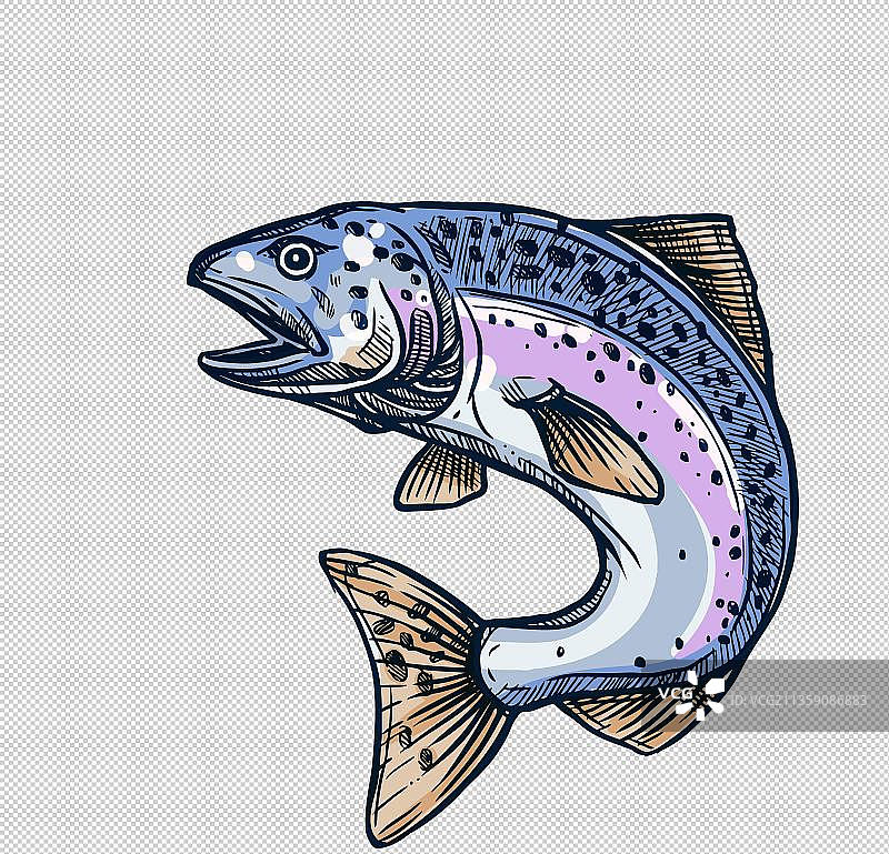 卡通一条张嘴深海鱼元素图片素材