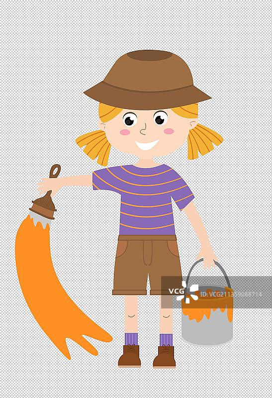 刷油漆的小女孩图片素材