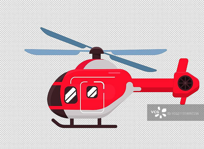 卡通一架红色直升机图片素材