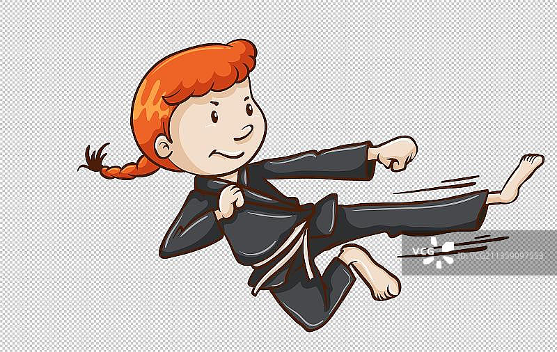 女跆拳道运动卡通高清png免抠元素图片素材