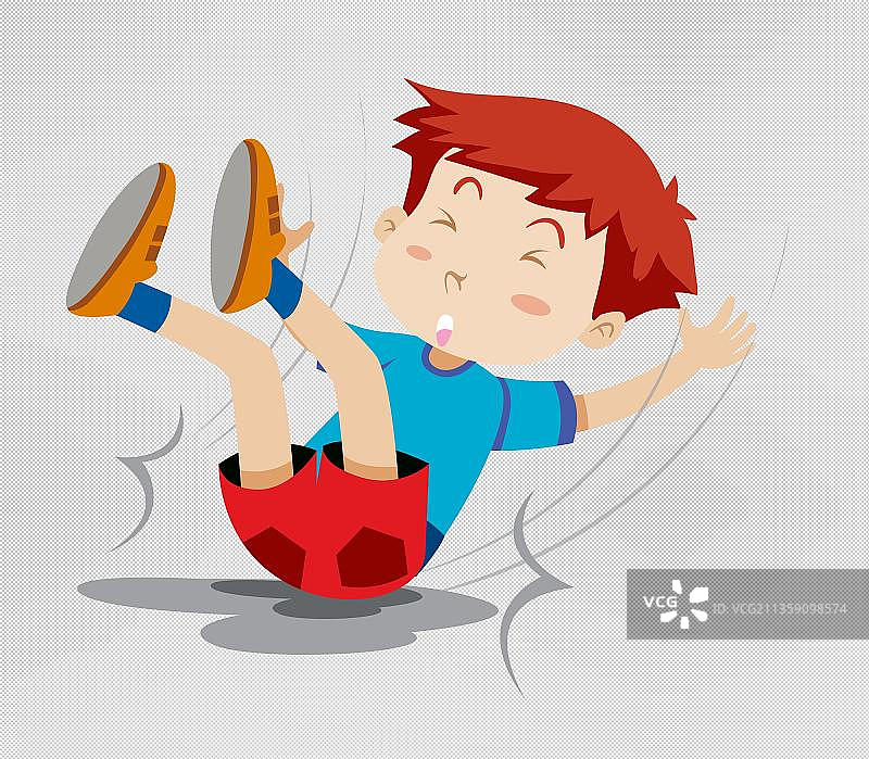 摔倒的卡通小男孩图片素材