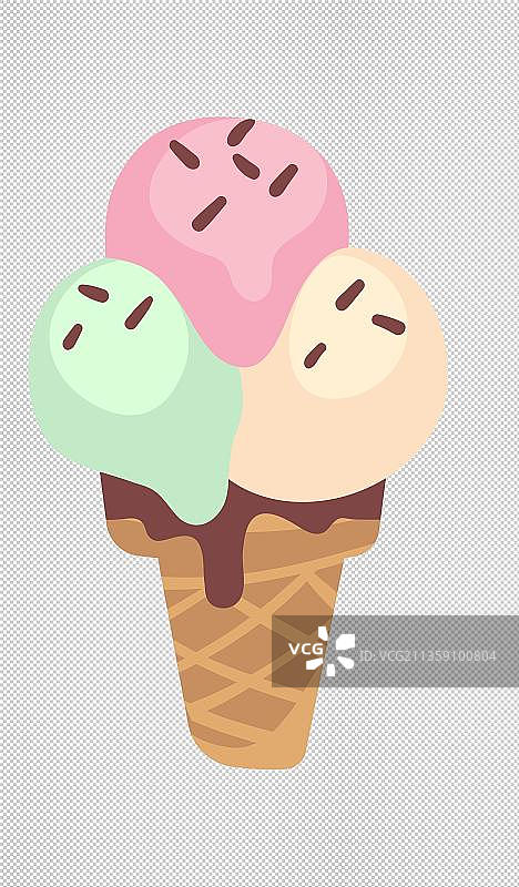 三色甜筒冰淇淋元素图片素材