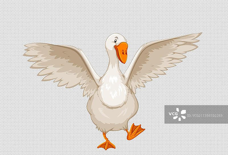 展翅白鹅卡通高清png免抠元素图片素材