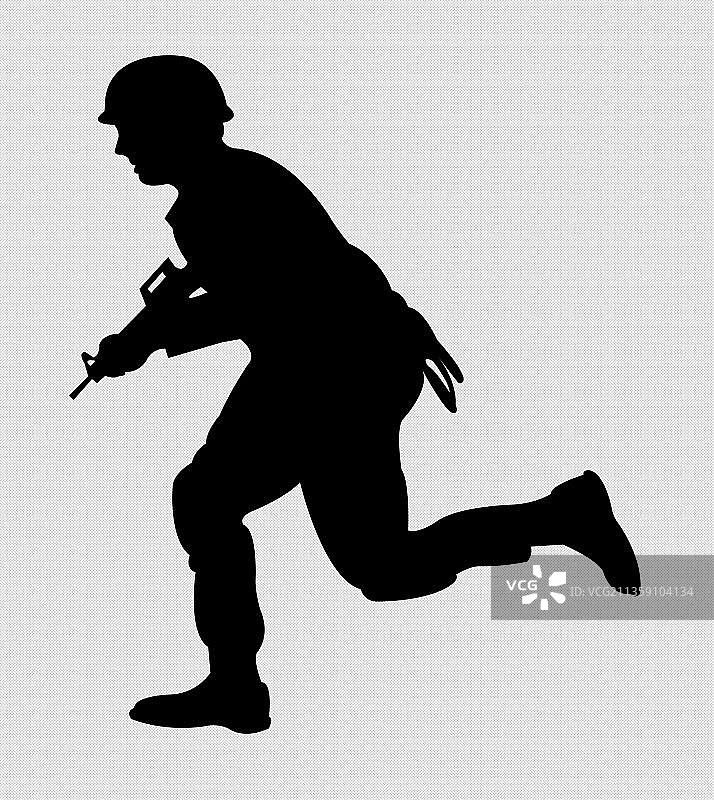 射击军人剪影图片素材