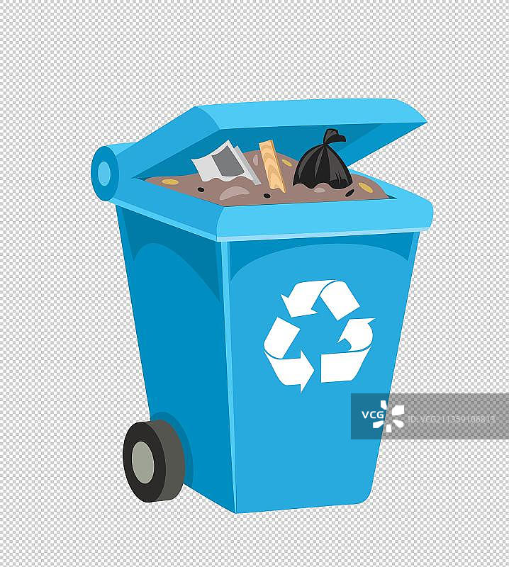 蓝色垃圾箱元素图片素材