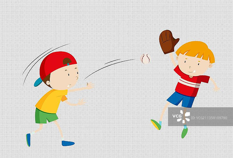 扔棒球卡通高清png免抠元素图片素材