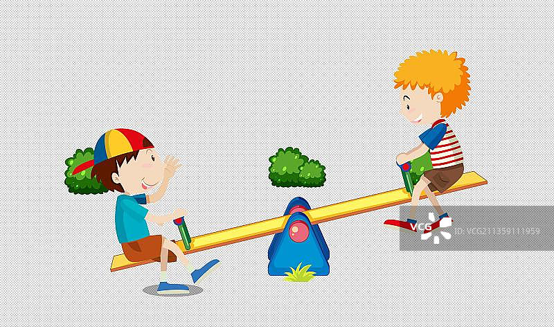 玩跷跷板的小朋友图片素材