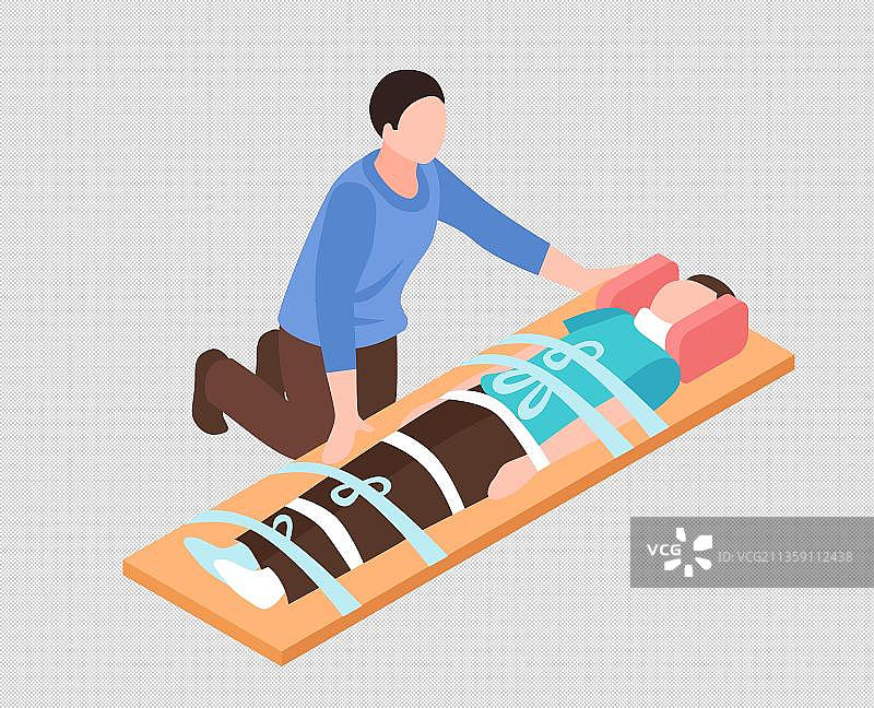 躺在担架上的伤员元素图片素材