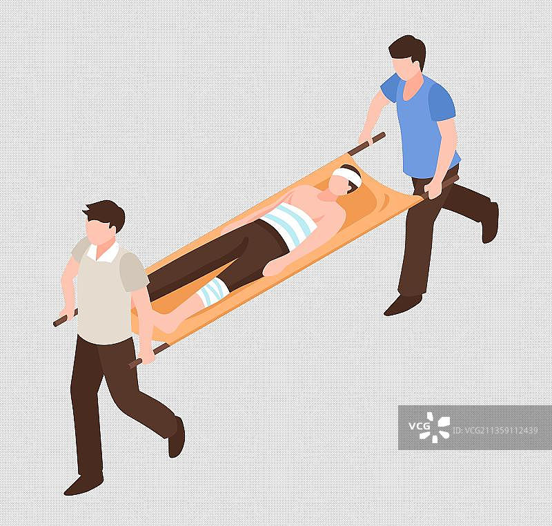 担架上的受伤病人图片素材