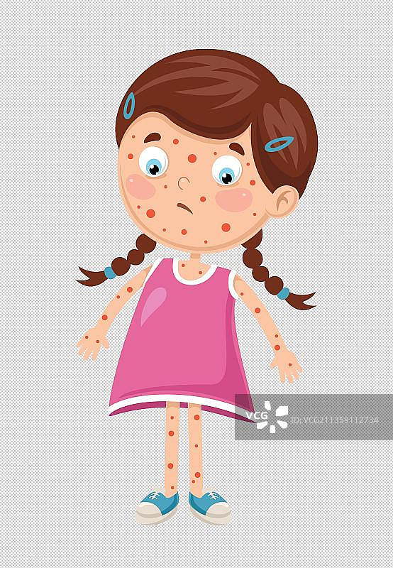 女孩全身红疹元素图片素材