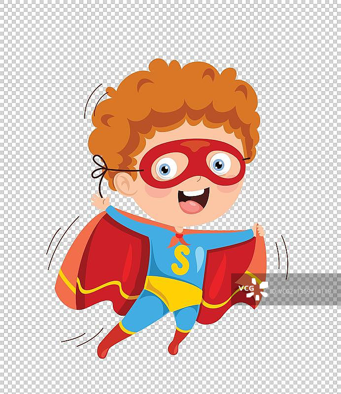 穿着超人服要起飞的小男孩图片素材