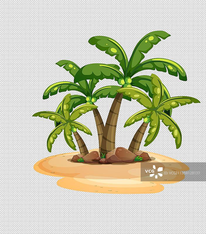 果实累累的椰树元素图片素材