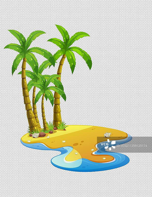 沙滩上的椰树元素图片素材