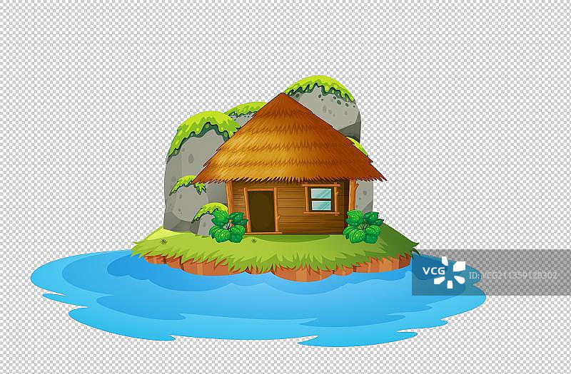 海岛上的茅草屋元素图片素材