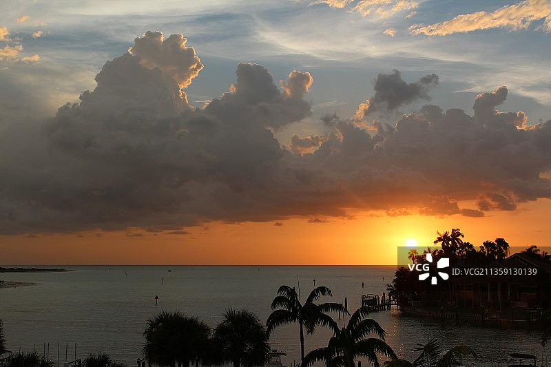 日落时分美国佛罗里达州的壮丽海景图片素材