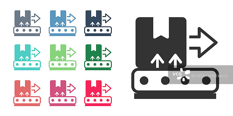 黑色传送带纸箱图标图片素材