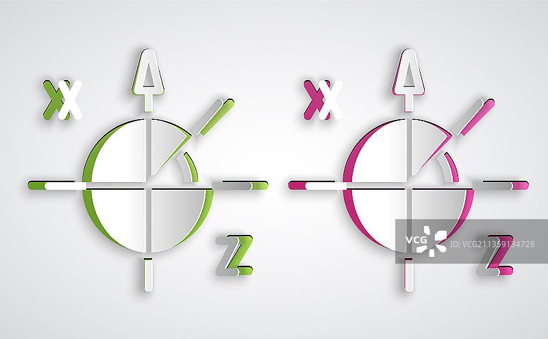 纸剪风格三角函数圆图标图片素材