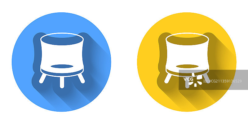 白色蹦床图标（长阴影）图片素材