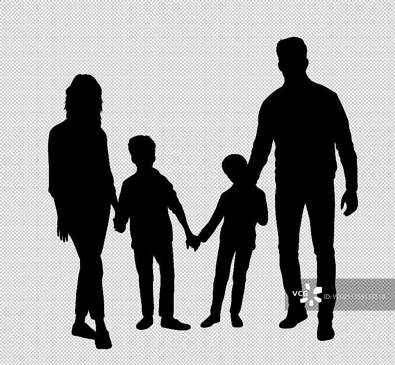 四个人黑色剪影图片素材