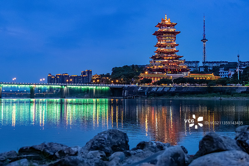 四川省绵阳市城市地标越王楼，风景，无人，图片素材