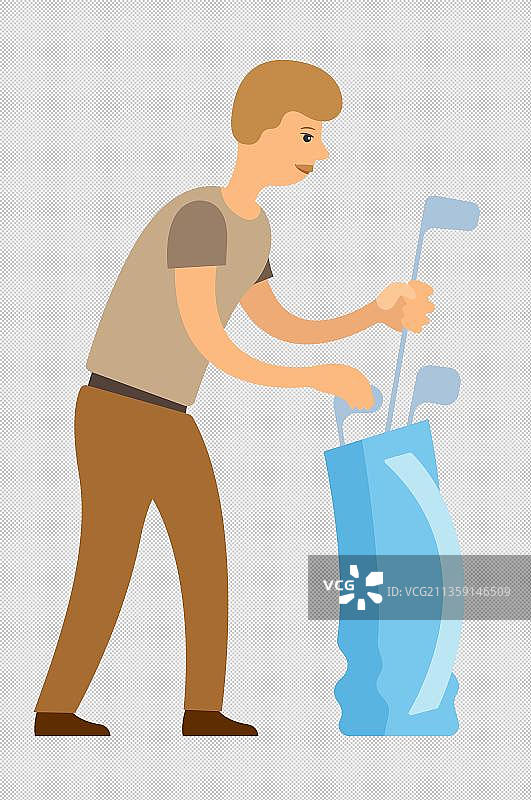 收纳高尔夫球棍卡通高清png免抠元素图片素材