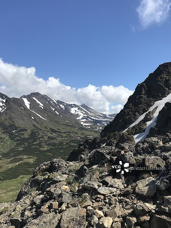 美国阿拉斯加州安克雷奇的雪山美景图片素材