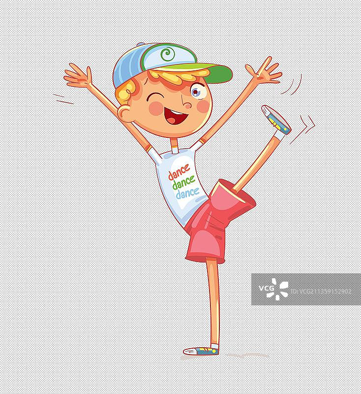 棒球帽男孩在跳舞元素图片素材