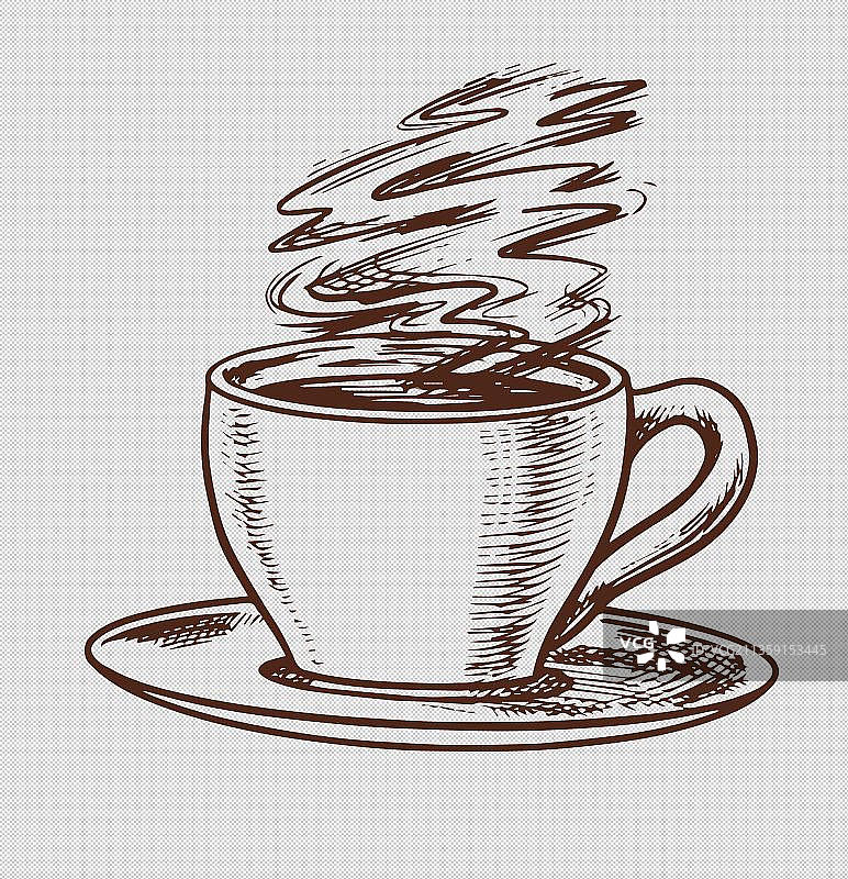 简笔画一杯咖啡元素图片素材