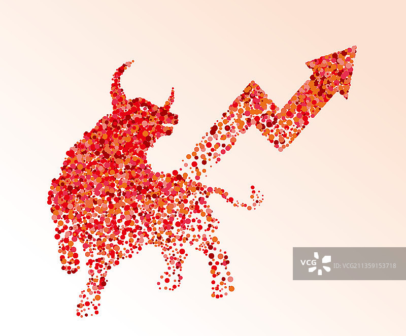 抽象化的红色公牛和箭头图片素材