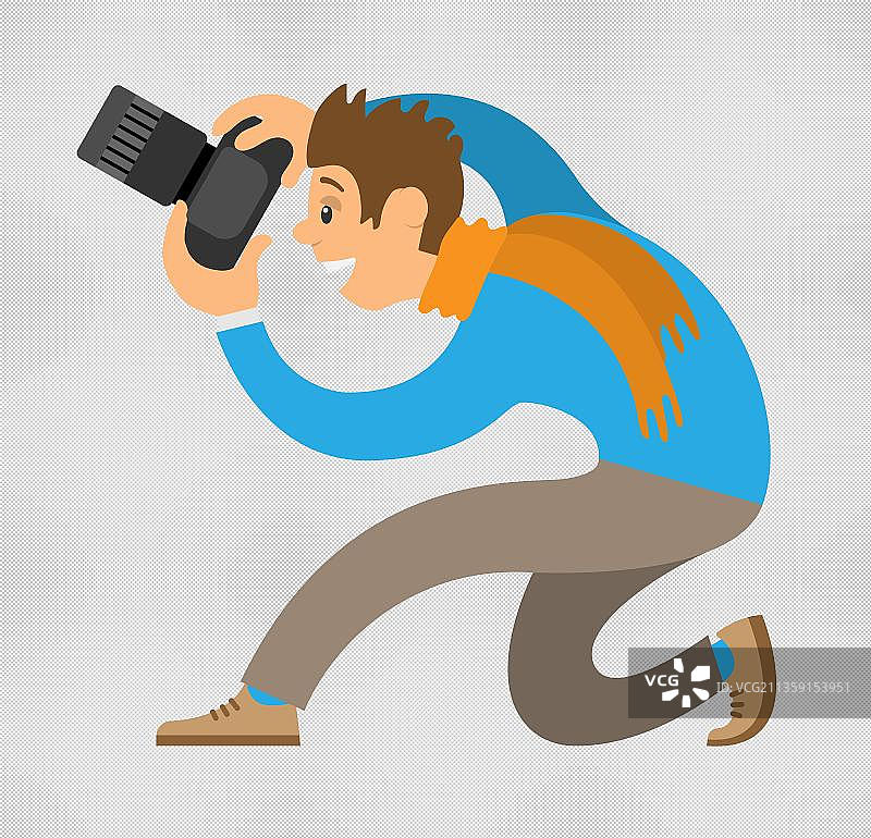 为拍摄寻找角度的男人图片素材