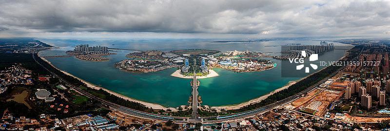 海南海景热带旅游航拍海边度假大海渡鸟过冬海口三亚花鸟岛博鳌浪图片素材