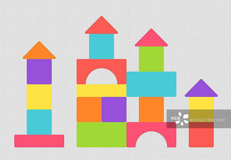 手绘卡通彩色方块积木图片素材