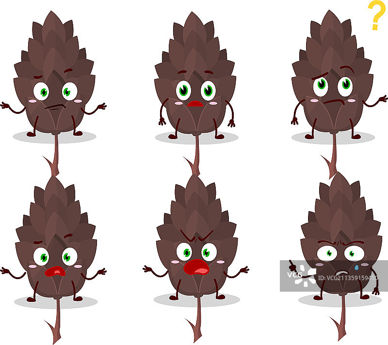 带表情的针叶树卡通人物图片素材