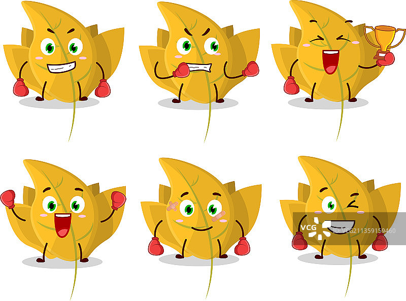 运动型七叶树黄色树叶拳击运动员图片素材