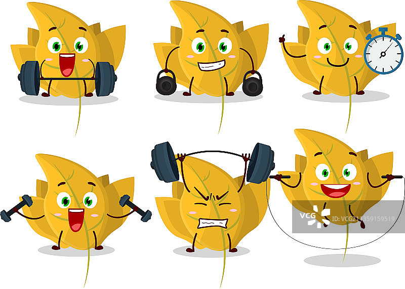 健康的七叶树果黄色树叶卡通风格图片素材