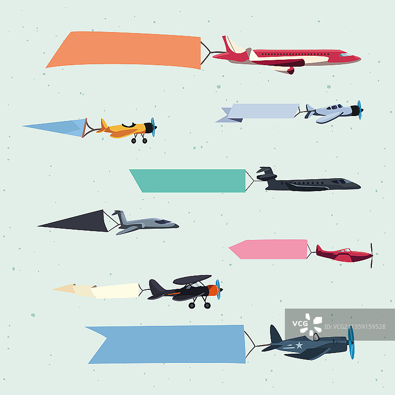 带有图案的八架飞机图片素材