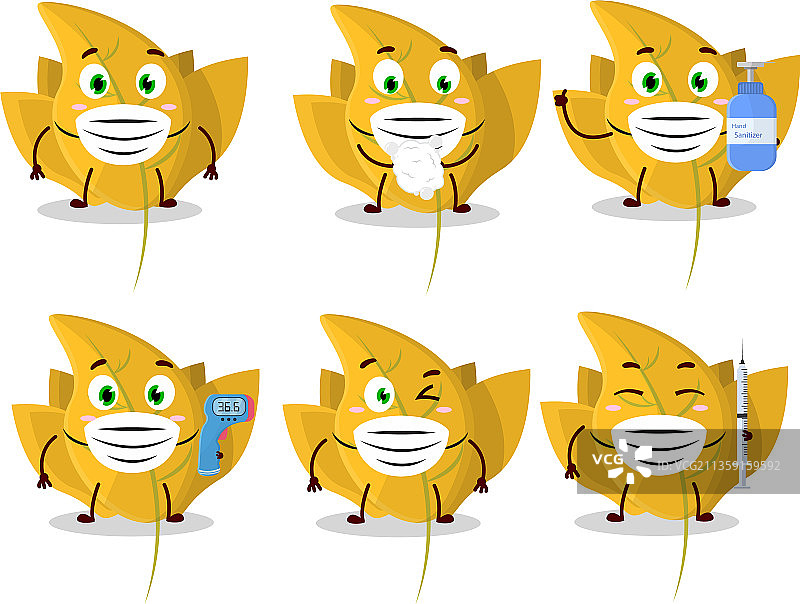 一张七叶树黄色叶子卡通图案的图片图片素材