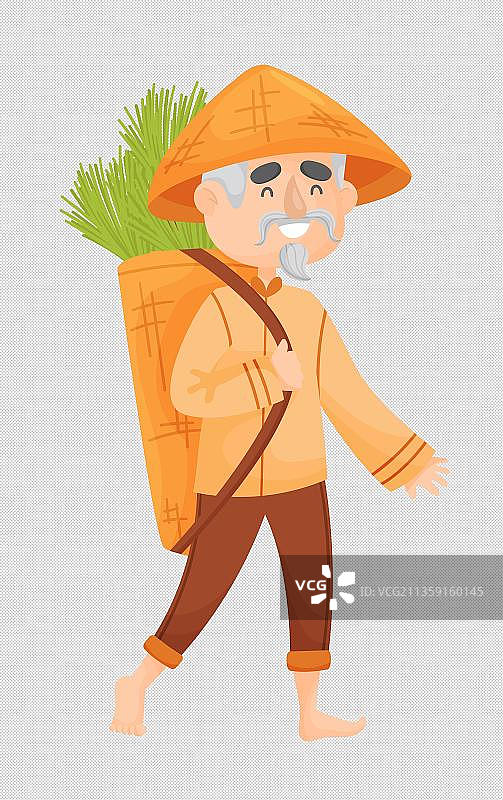 背着水稻卡通高清png免抠元素图片素材