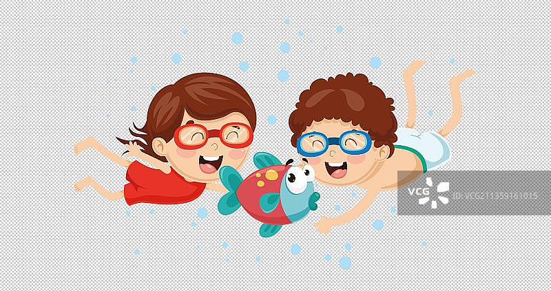 潜水的男孩女孩图片素材