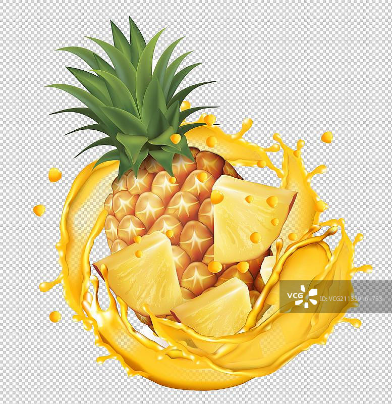 菠萝卡通高清png免抠元素图片素材