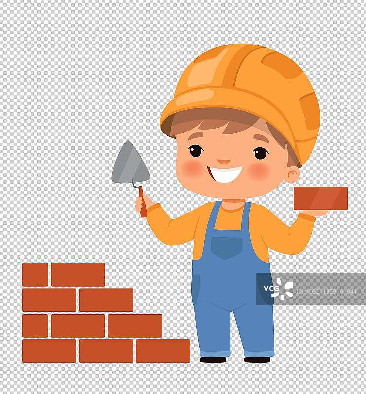 砌墙的装修工人免抠元素图片素材