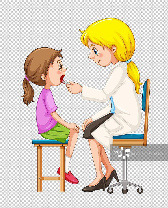 牙医检查牙齿卡通高清png免抠元素图片素材