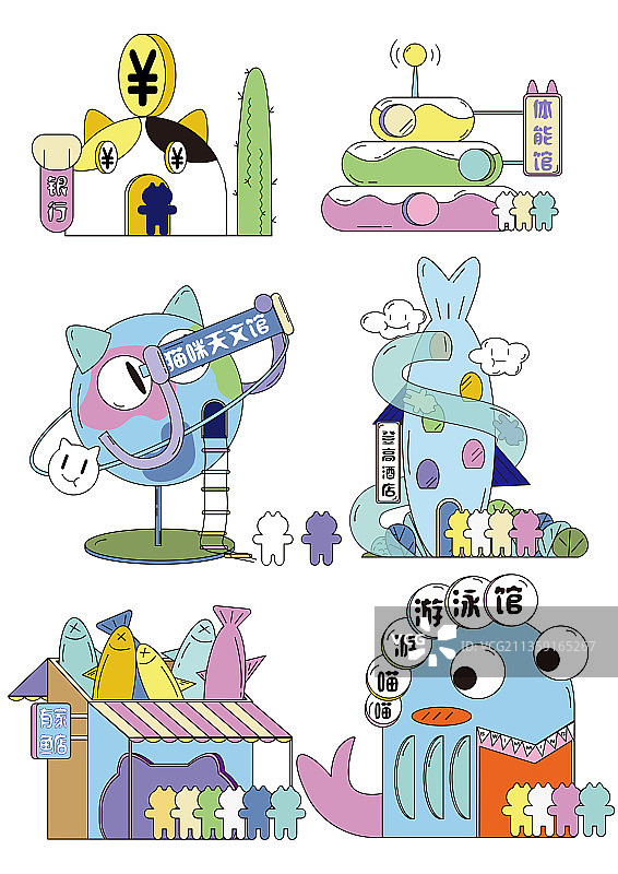 猫咪建筑/6座图片素材